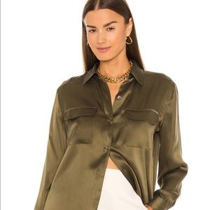 Equipment Olive Green Silk Blouse (M)